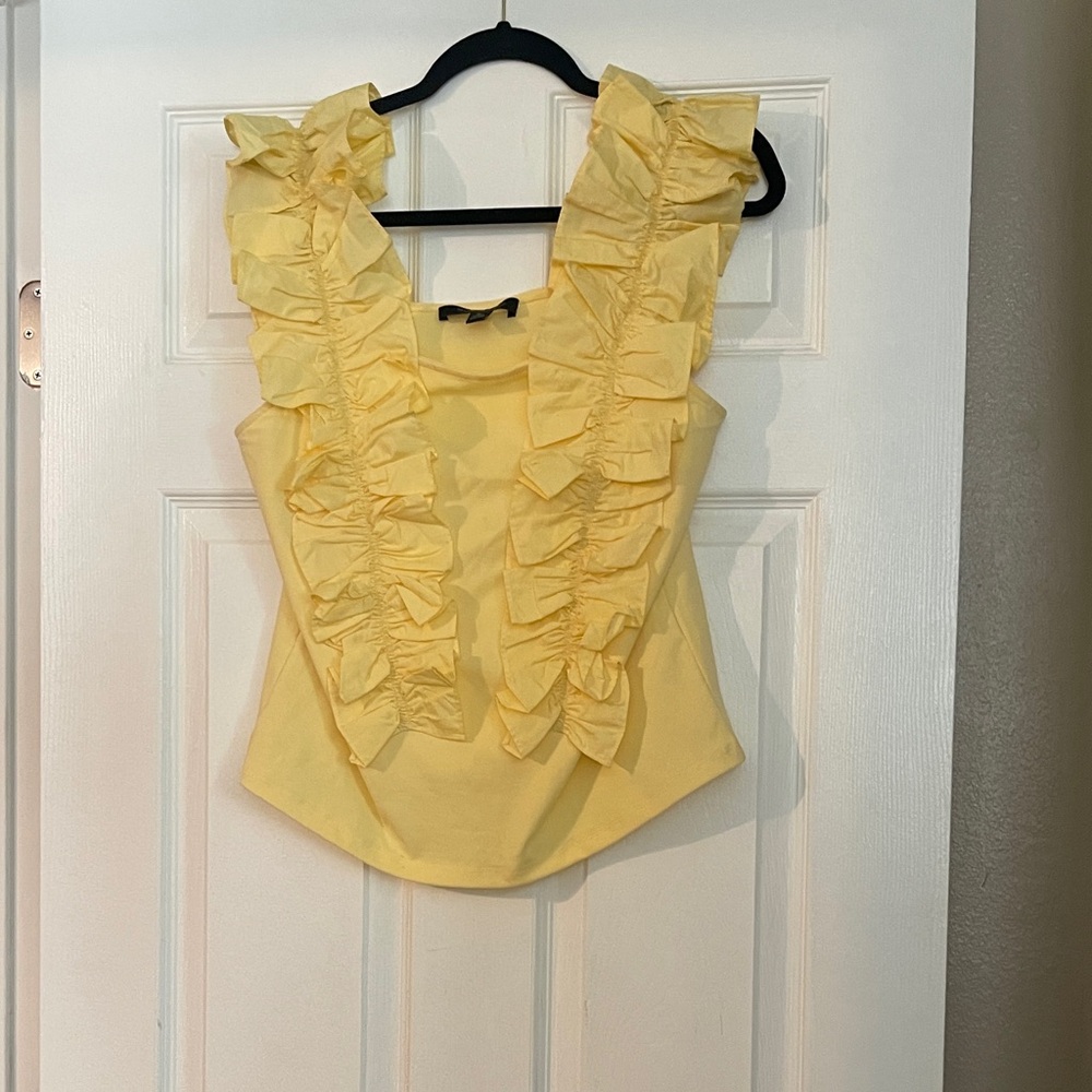 Marc New York Yellow Ruffled Blouse